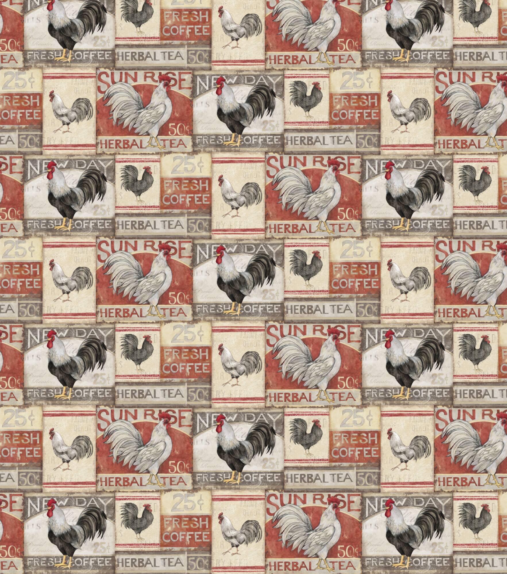 Susan Winget Farmhouse Rooster Patch Cotton Fabric